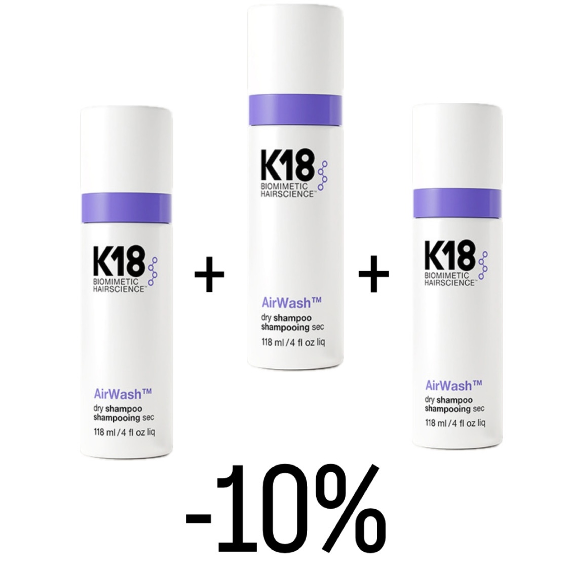 K18 Airwash suhi šampon, 3 x 118 ml