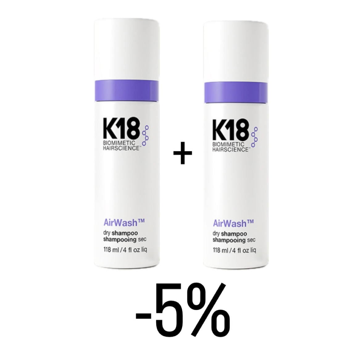 K18 Airwash suhi šampon, 2 x 118 ml